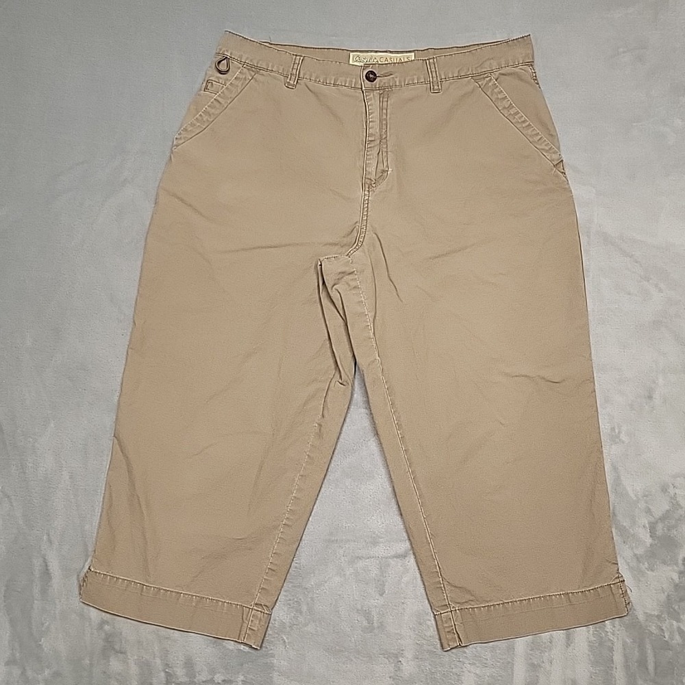 Cabela's‎ Casuals Capris Women 14 Tan Khaki Cotton Outdoor Hiking Crop Pants